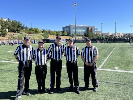 UNR practice scrimmage 8/11/22 L-R Terry Frugoli, Michael Paine, Steve Rohwer, Jay Lesseig, Dave Pezonella